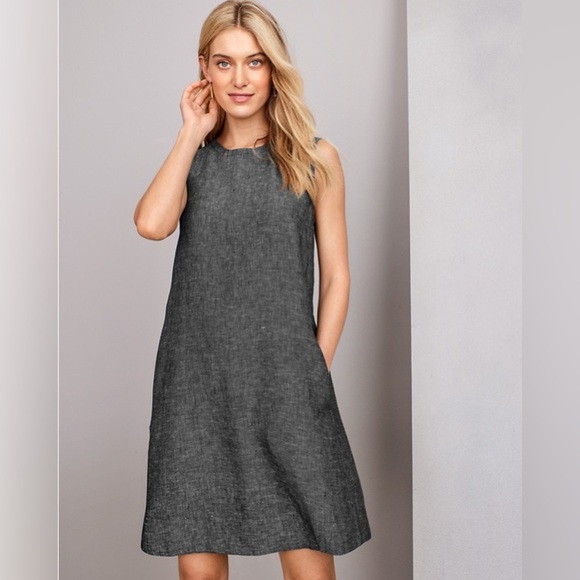 EILEEN FISHER Black and White Organic-Linen Tweed‎ Dress Size Small - Picture 1 of 10